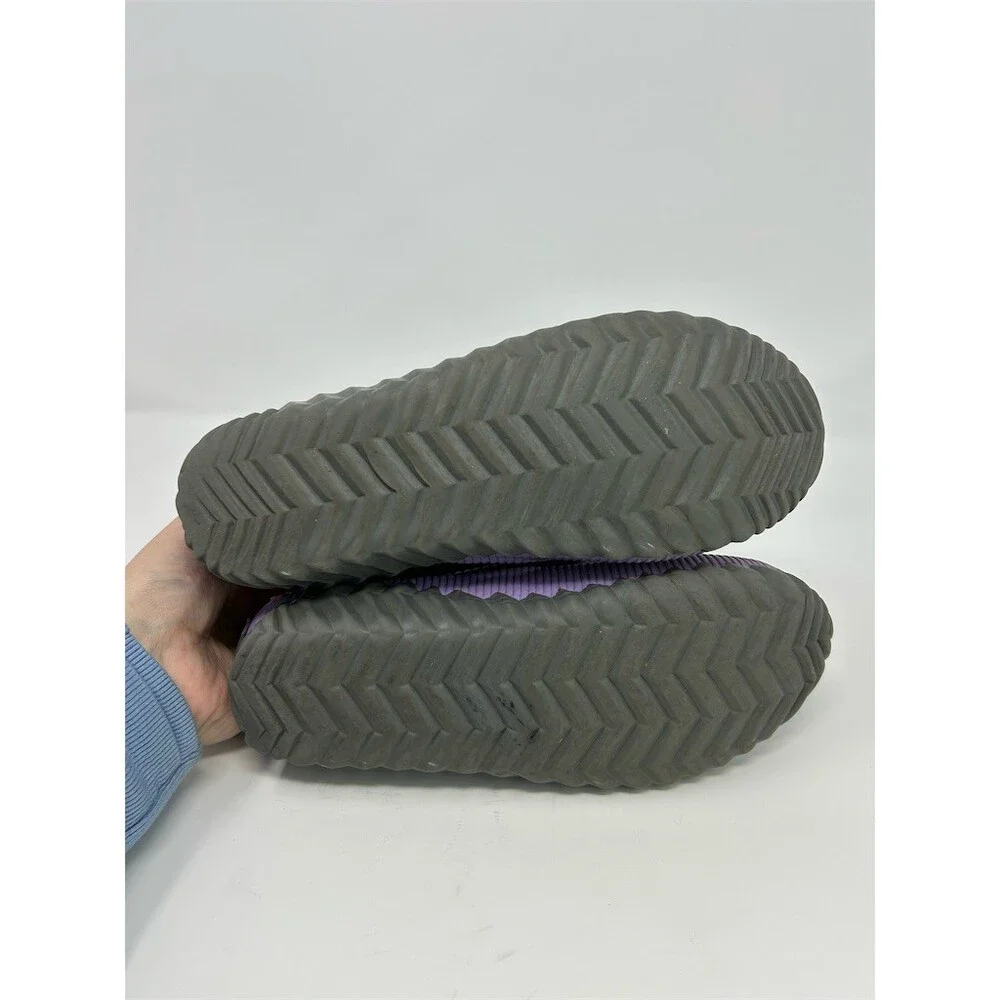 SOREL Out N About Plus Duck Boots Girls Silver Gray Purple Trim Waterproof 4